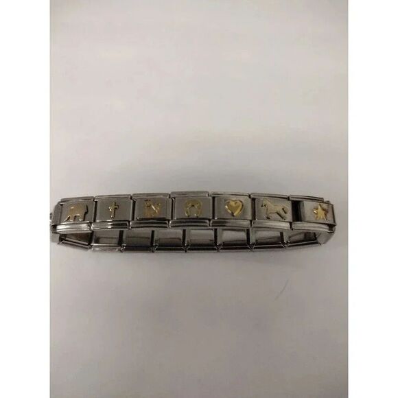 Italian Charm Bracelet Stainless Steel Stretch - Picture 2 of 4